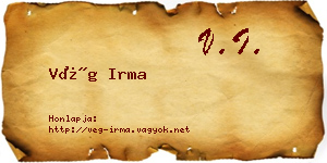 Vég Irma névjegykártya